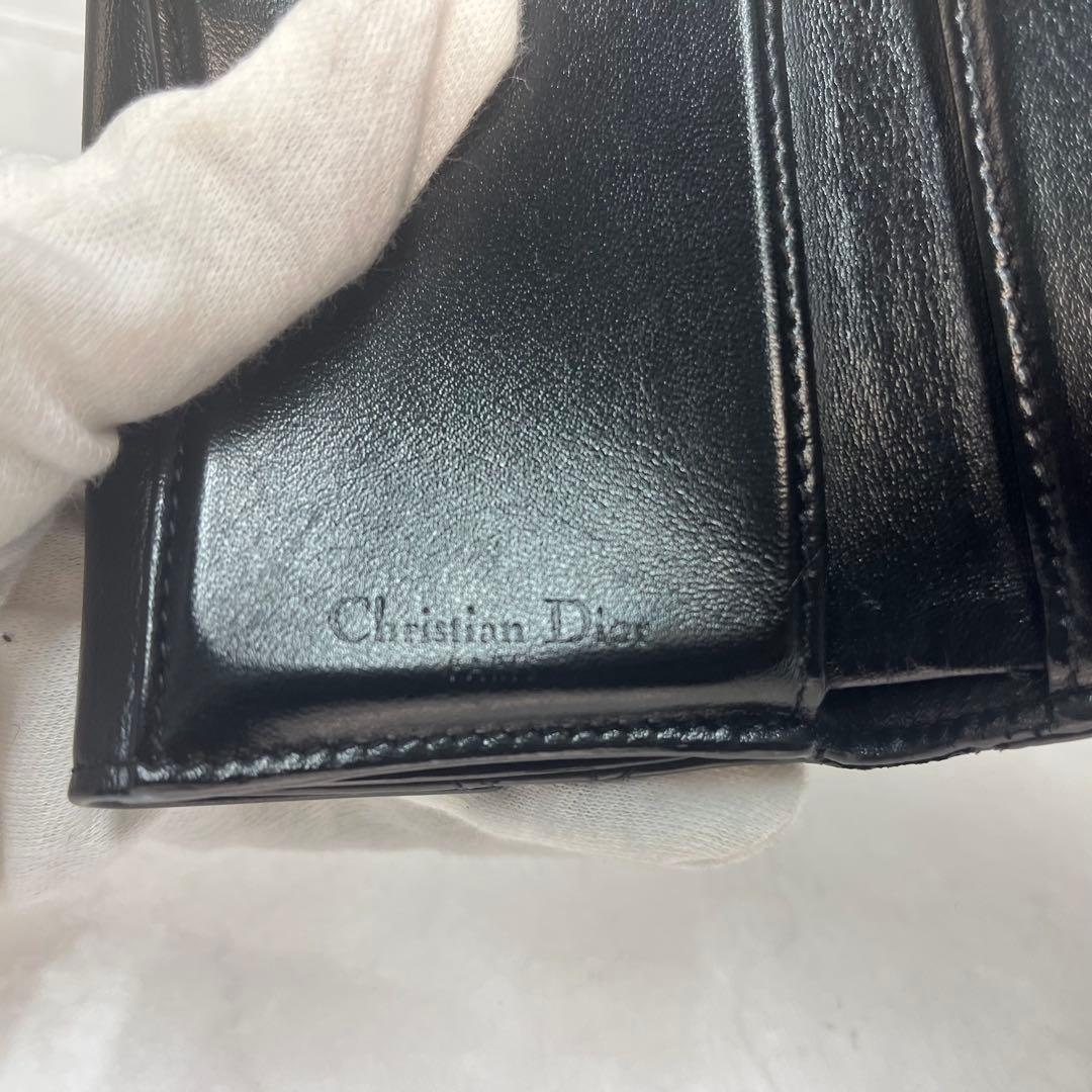 Dior 財布 レディディオール カナージュ ロータスウォレット エナメル 三折