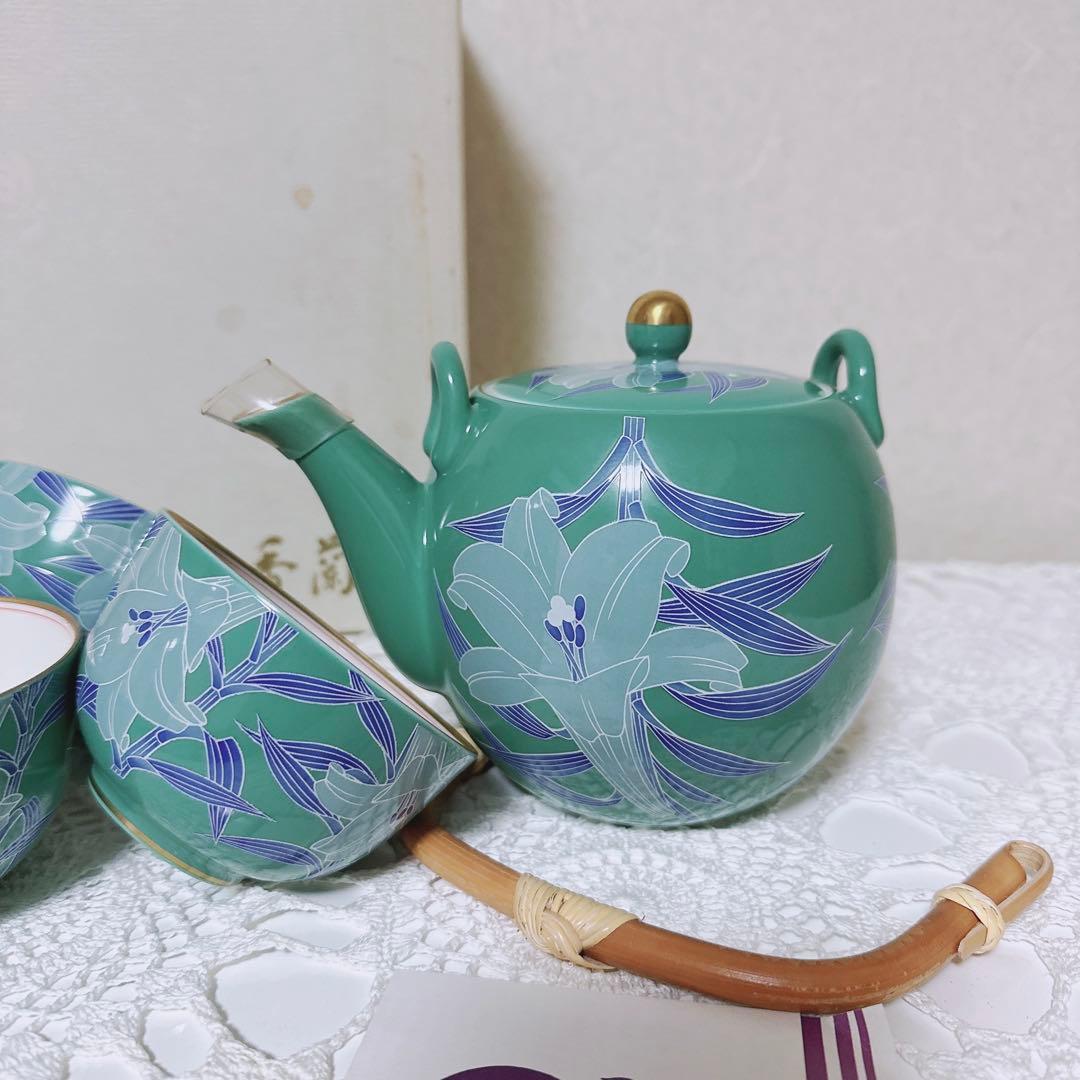 78/未使用 香蘭社 茶器セット 百合 急須 湯呑み 茶器 茶器揃 湯呑 食器