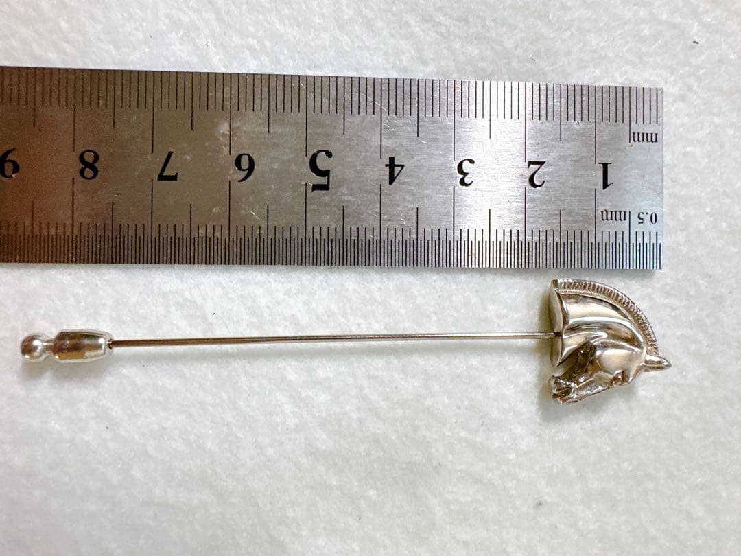 美品 エルメス ホースヘッド ピンブローチ シルバー