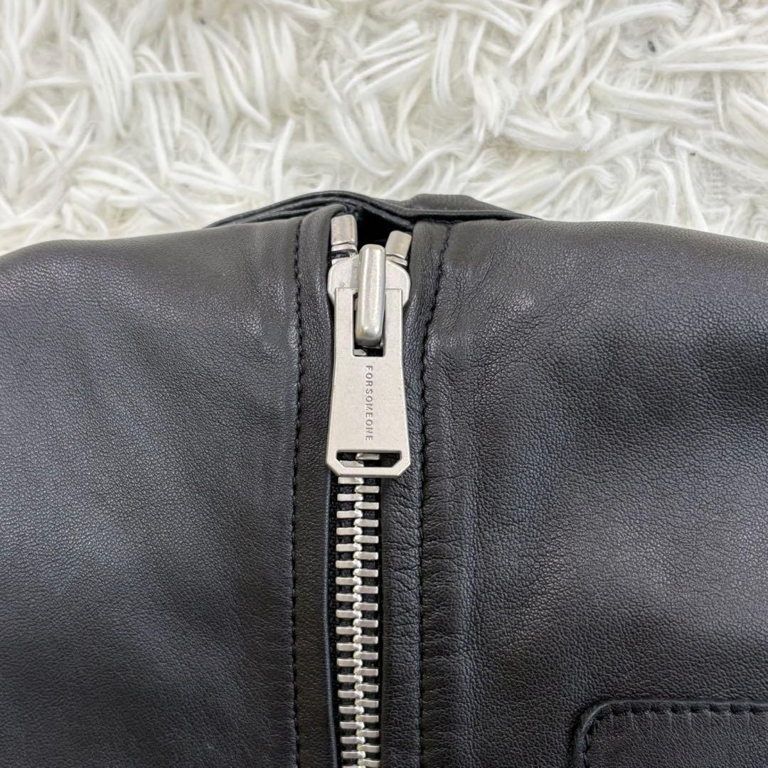 美品　フォーサムワン　シングルライダース　ラムレザー　登坂広臣　黒×青　L