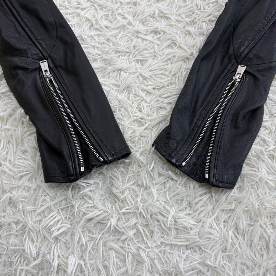 美品　フォーサムワン　シングルライダース　ラムレザー　登坂広臣　黒×青　L