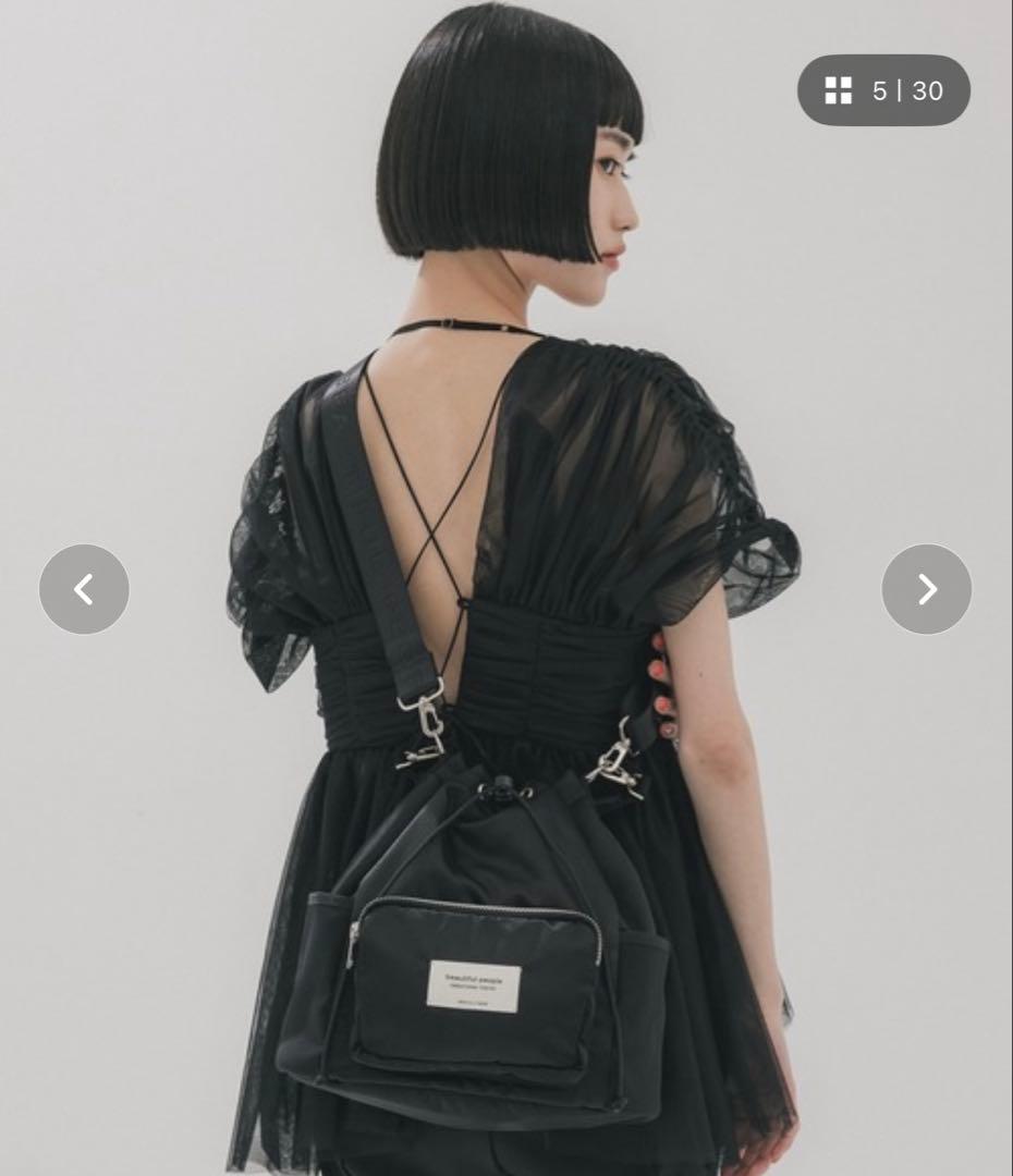 美品　beautiful people STUDIOUS別注　ナイロン巾着バッグ