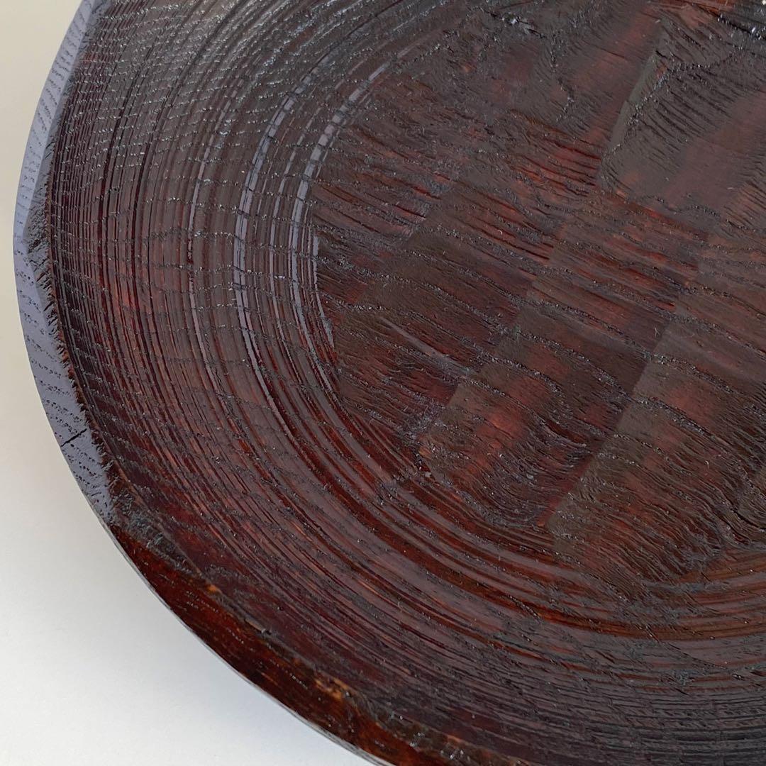 二代目村瀬治兵衛 沢栗大盆 千菓子器 本漆塗り 木彫り 漆器 丸盆 民芸品