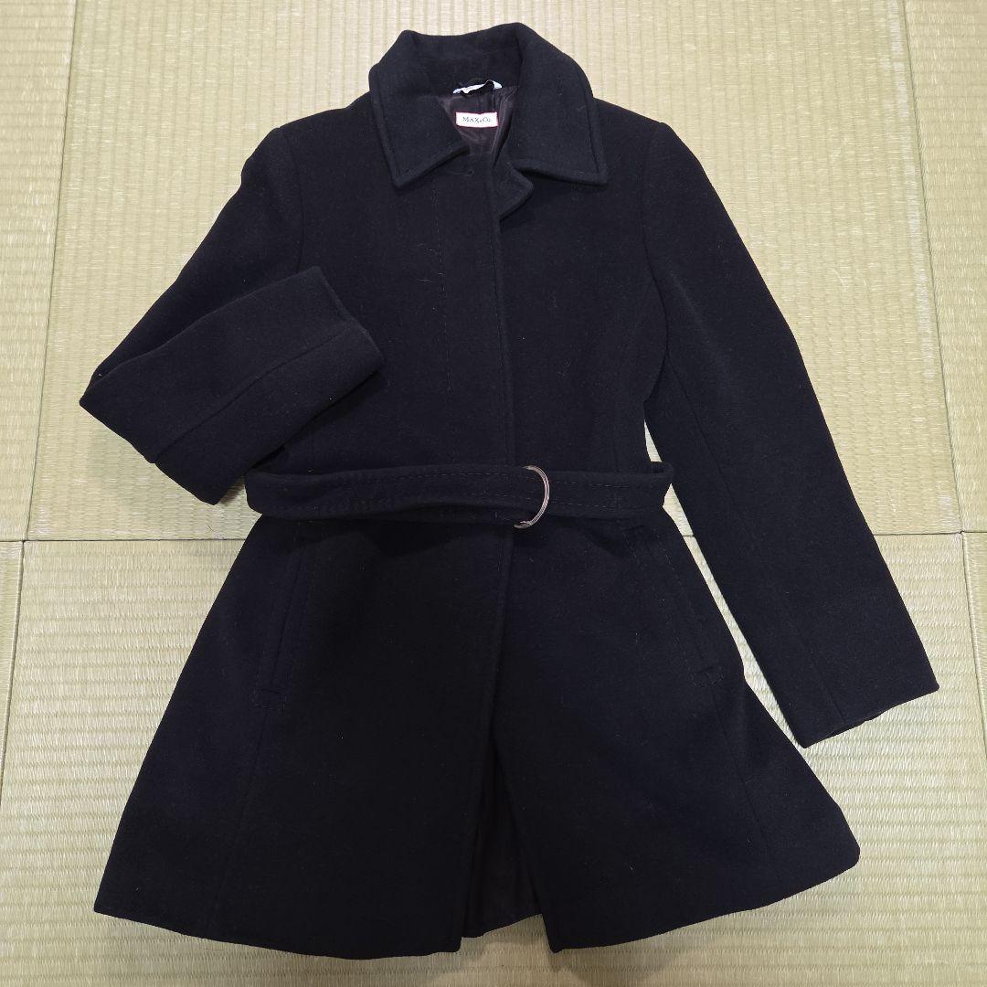 MAX&Co アンゴラ混 チェスターコート Aライン ブラック M相当 ベルト