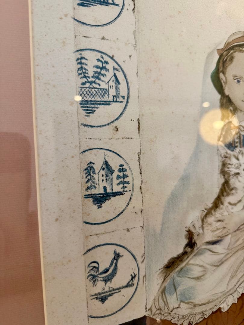 藤田嗣治Tsuguharu Foujita 猫を抱く少女 版画 額装#202-1