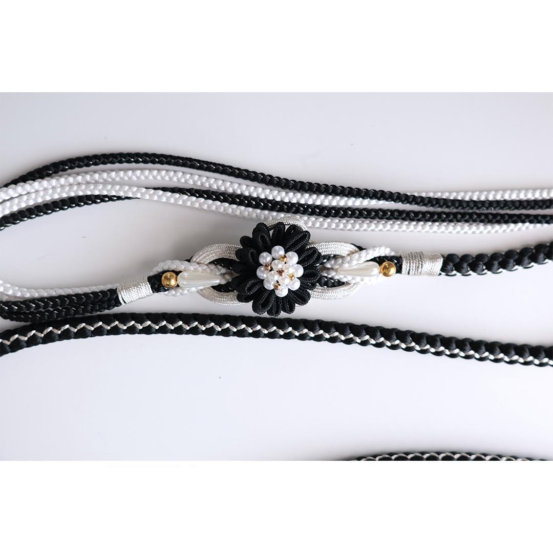 【美品】黒×くすみカラー振袖7点セット158cm帯新品フルセット成人式TU24