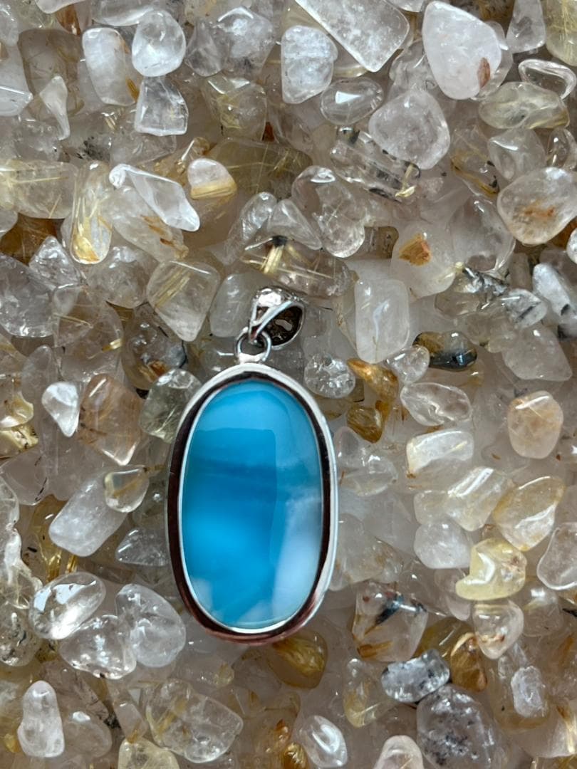 momo出品。極美！！ラリマー ペンダント ヒーリング 海 癒し イルカ