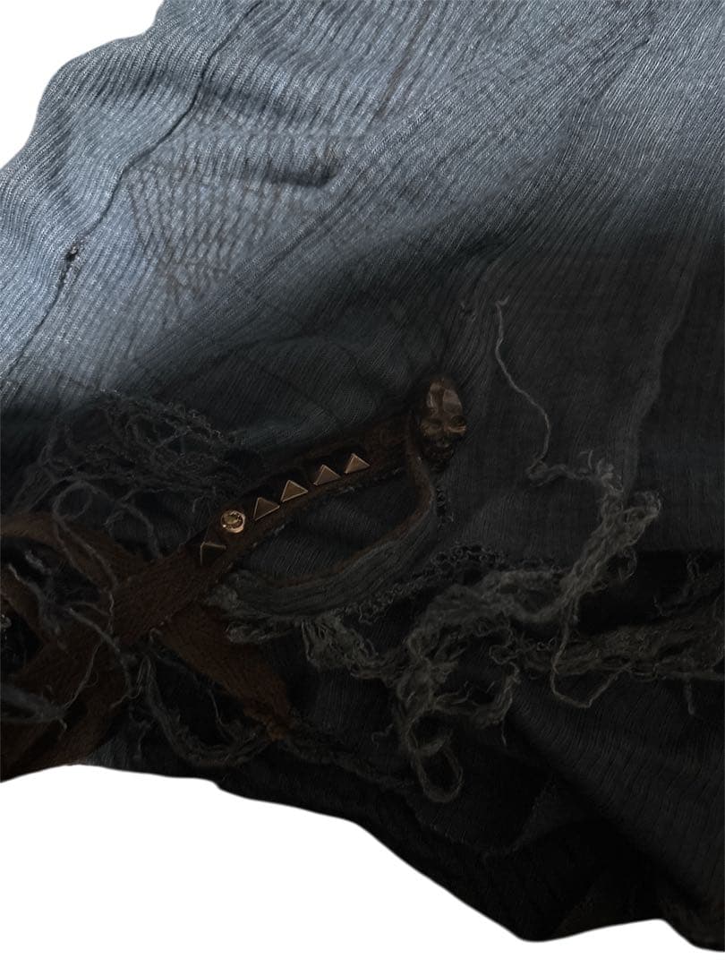 kmrii ダークブルー ロングタンクトップ フリンジ付き