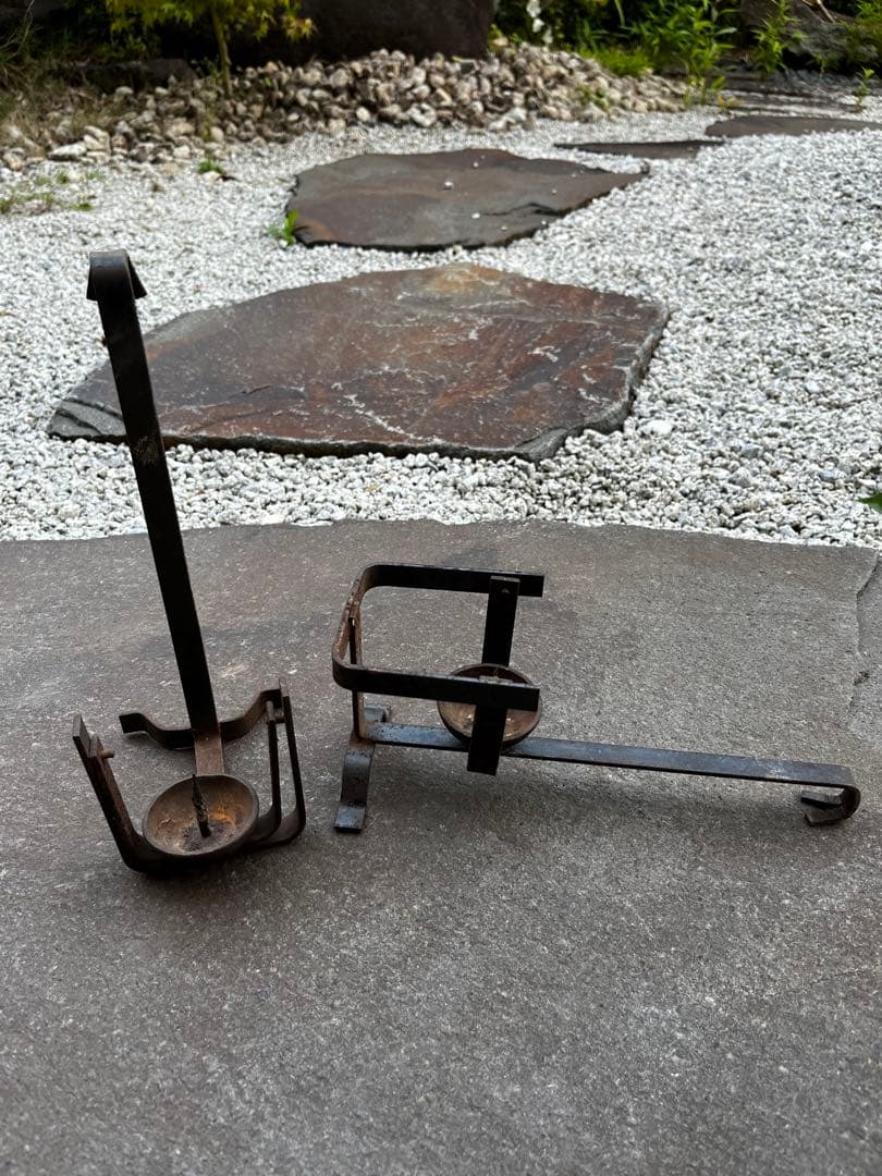 鉄製 振り子燭台 蝋燭立 手燭台 2点セット アンティークキャンドルスタンド