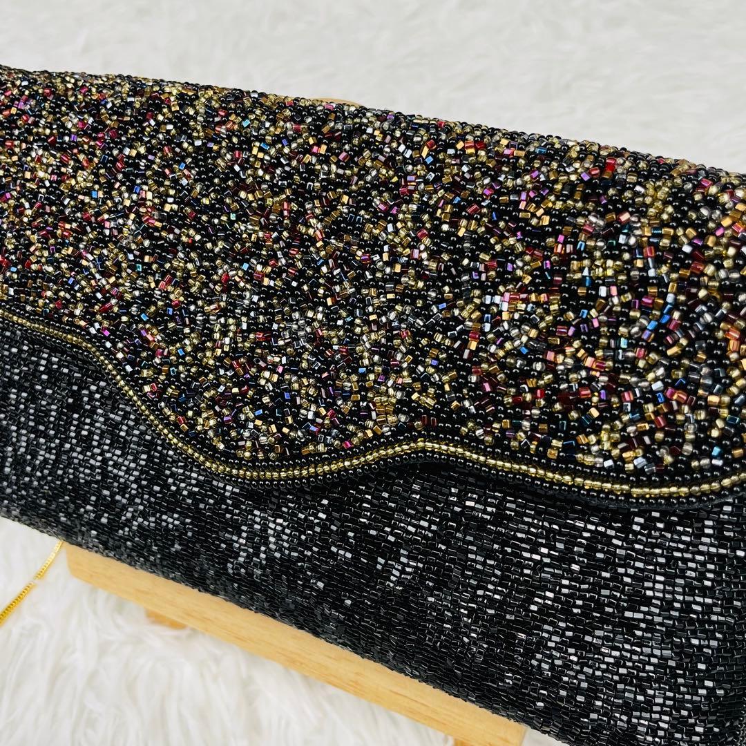 極美品✨皇室御用達✨Lumyはしもと✨ビーズバッグ✨パーティーバッグ✨黒