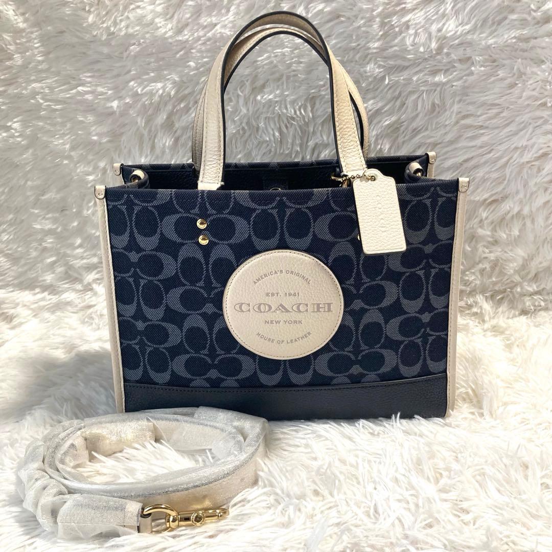 美品　現行　コーチ　ショルダーバッグ　2way デンプシー デニム　デカロゴ