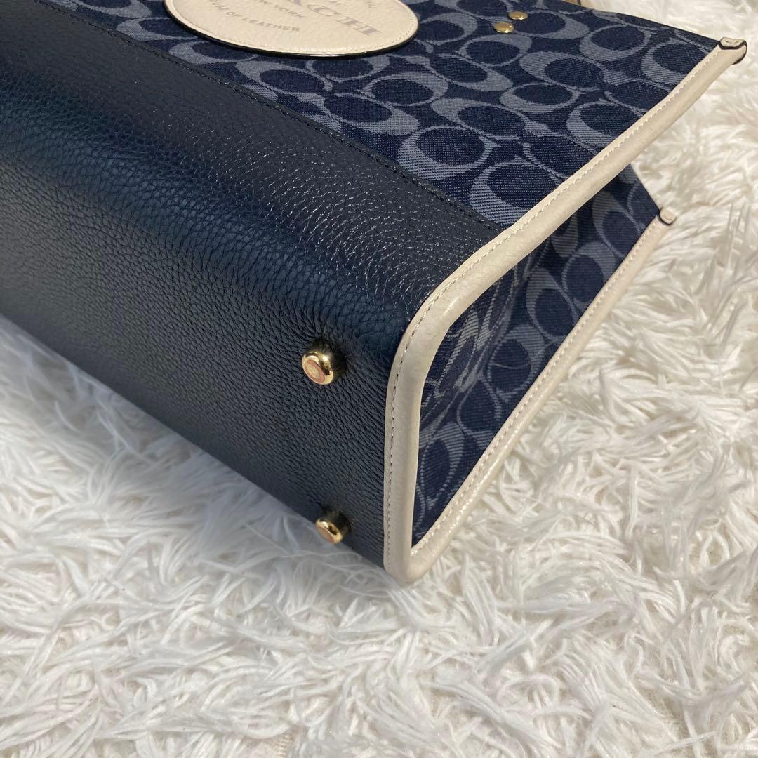 美品　現行　コーチ　ショルダーバッグ　2way デンプシー デニム　デカロゴ