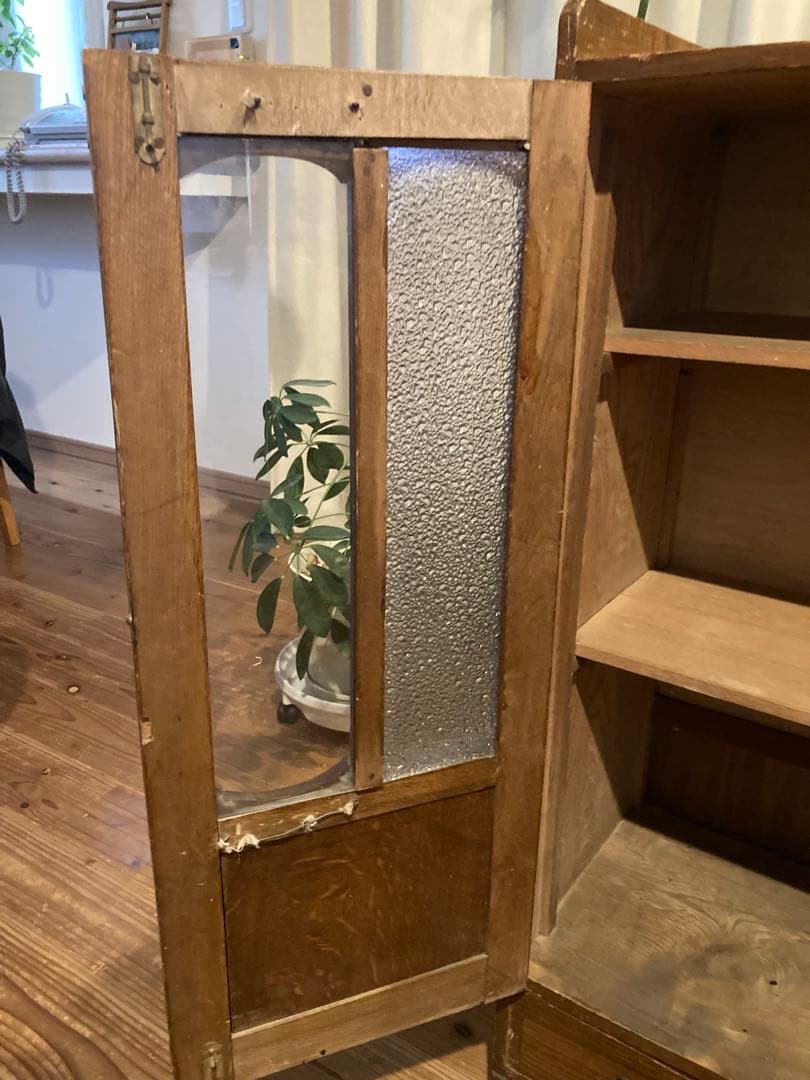 昭和レトロ　ガラスキャビネット　本棚