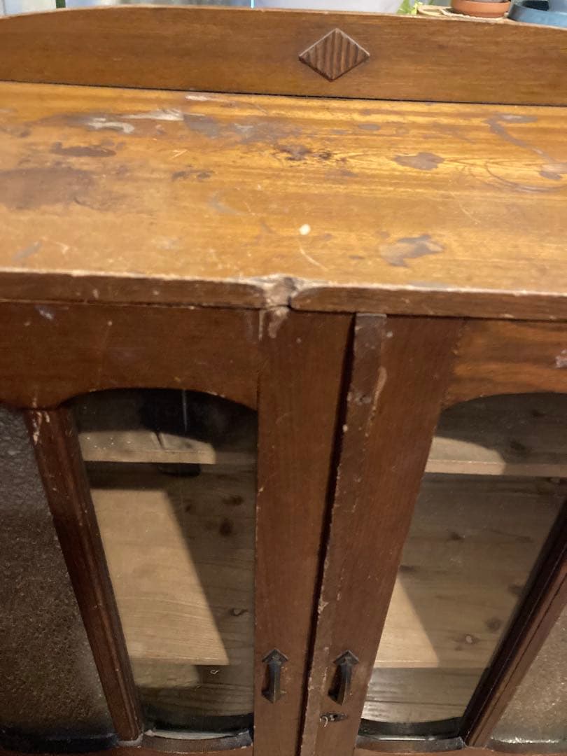 昭和レトロ　ガラスキャビネット　本棚