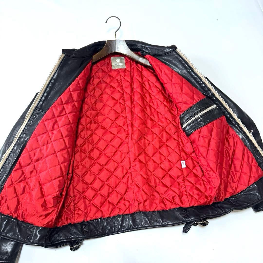 NANO&Co ナノユニバース 羊革 レザージャケット ライダース キルティング