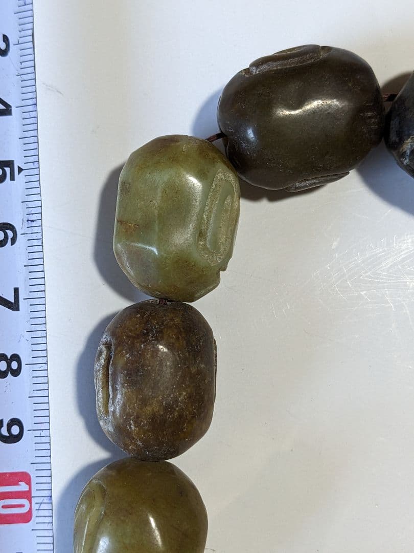 ♦珍物 チベット仏教 古美術品 大数珠 人面顔 手彫り 仏具 根付 緒締 骨董品