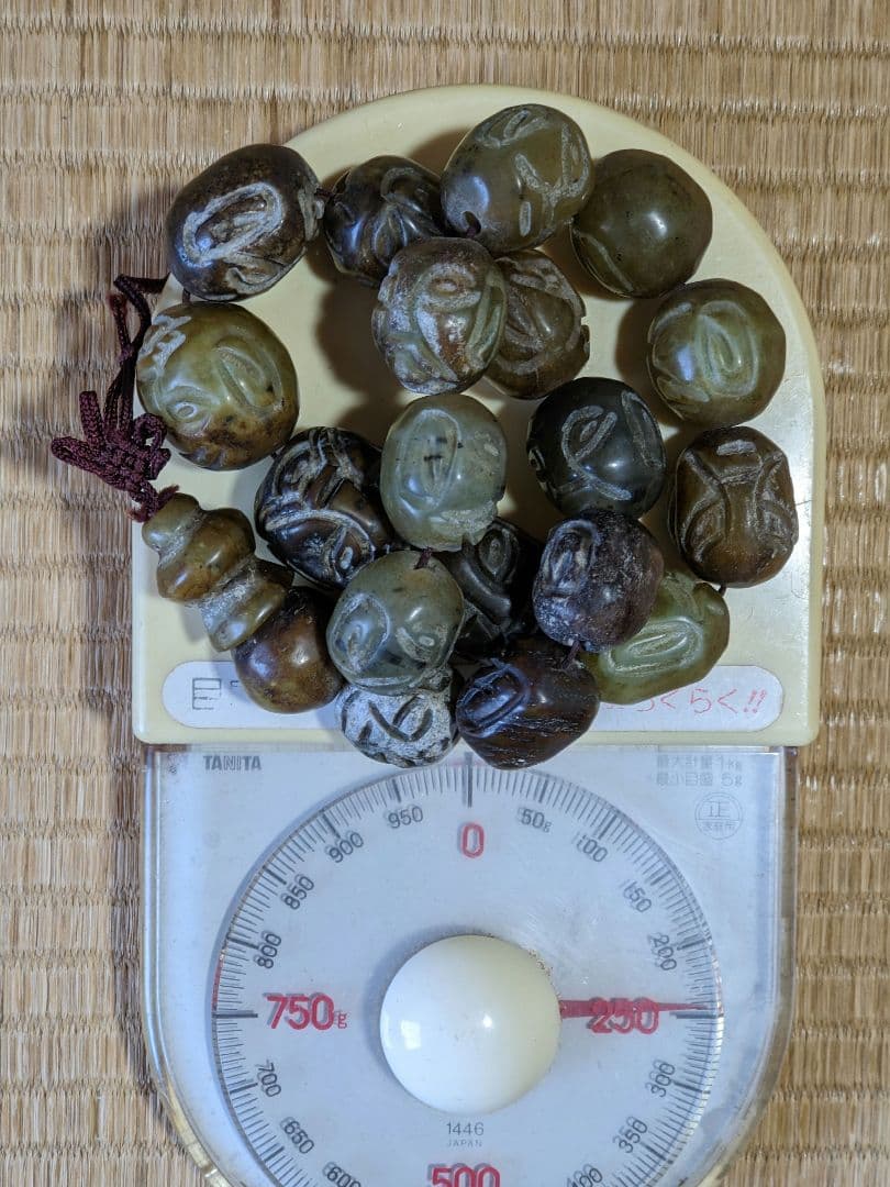 ♦珍物 チベット仏教 古美術品 大数珠 人面顔 手彫り 仏具 根付 緒締 骨董品