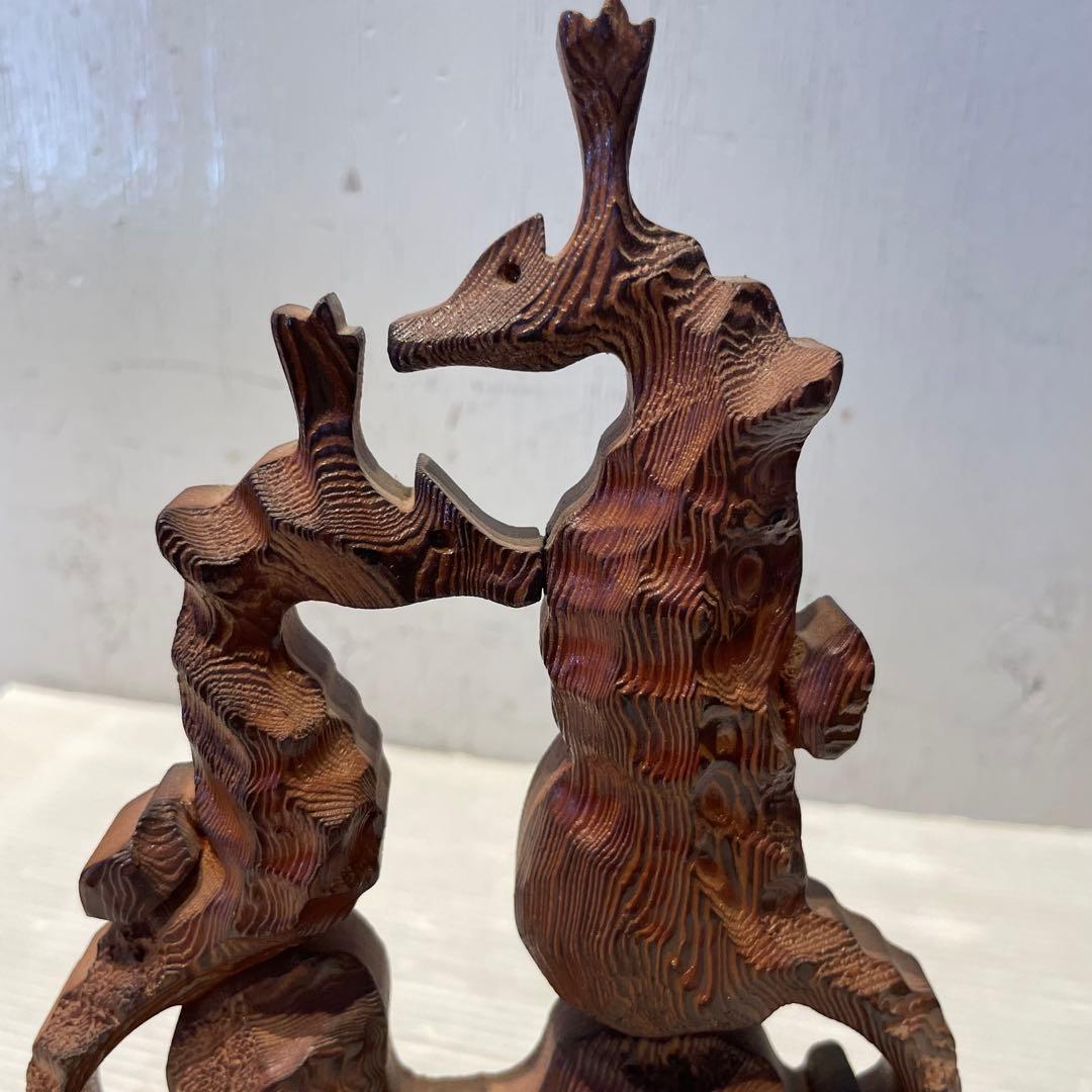 一点もの　屋久杉　希少　タツノオトシゴ　辰　置物　木製木彫り　彫刻　オブジェ