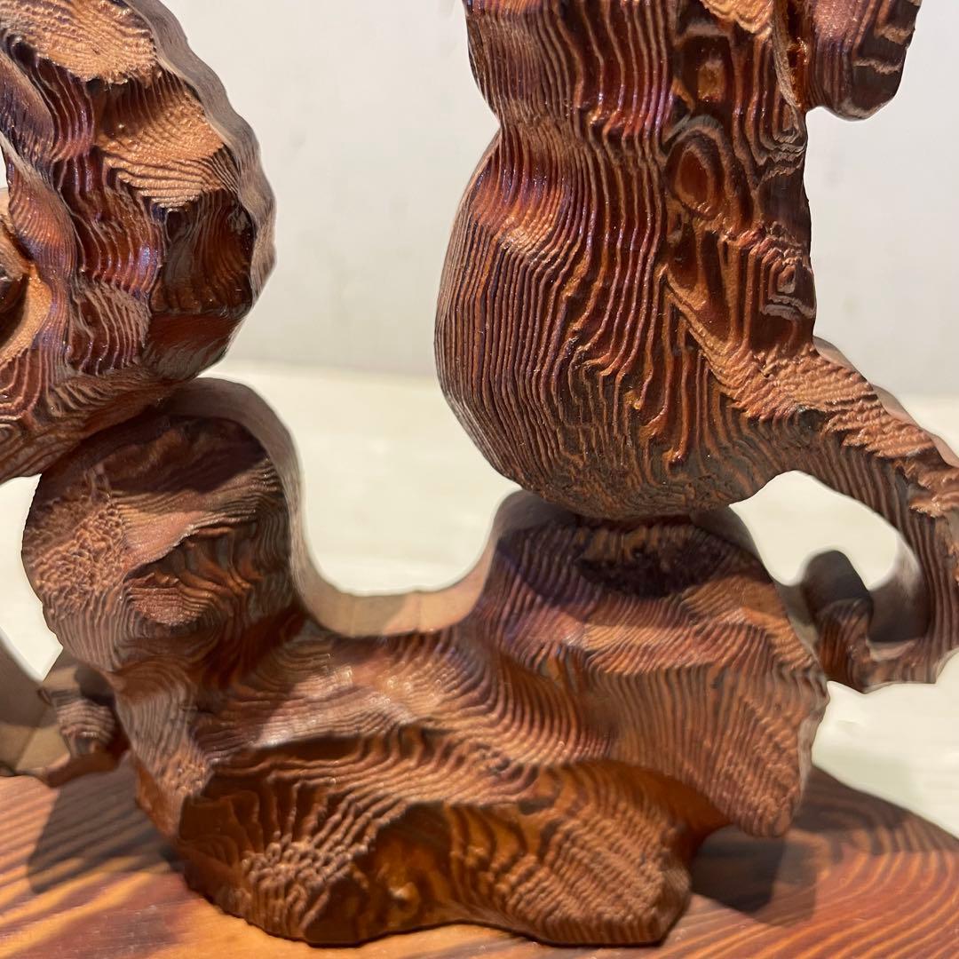 一点もの　屋久杉　希少　タツノオトシゴ　辰　置物　木製木彫り　彫刻　オブジェ