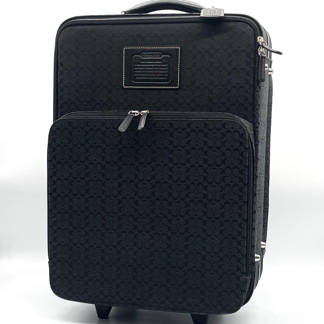 【美品】コーチ キャリーケース シグネチャー 総柄 スーツケース ブラック