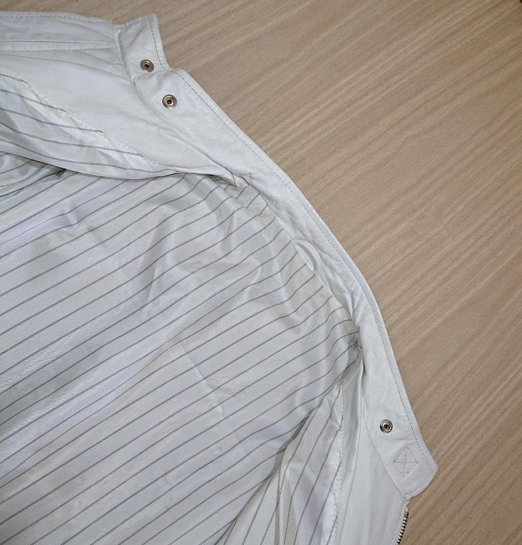 激レア　TAKA-Q　ライダースジャケット　シングル　Ｌサイズ　ホワイト　牛革