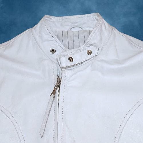 激レア　TAKA-Q　ライダースジャケット　シングル　Ｌサイズ　ホワイト　牛革