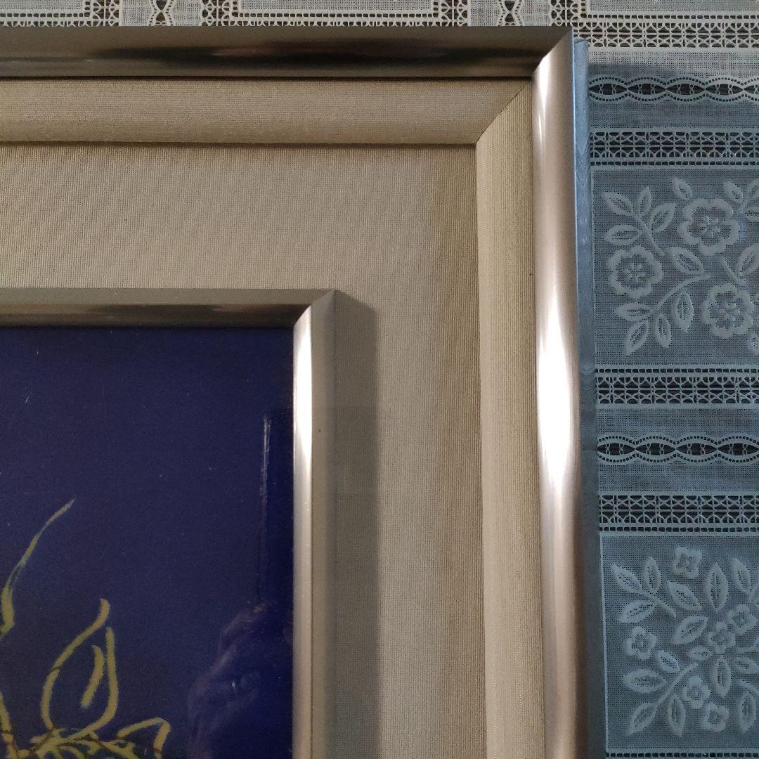 佐野登志子(日展七宝作家)　大判七宝焼『ルドゥーテの花による』額装、共シール付