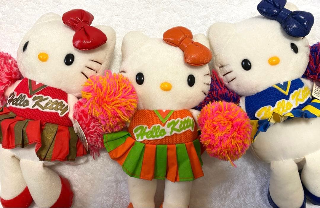 【希少】レトロ　ハローキティ　チアガール3体セット レアサンリオ　ぬいぐるみ