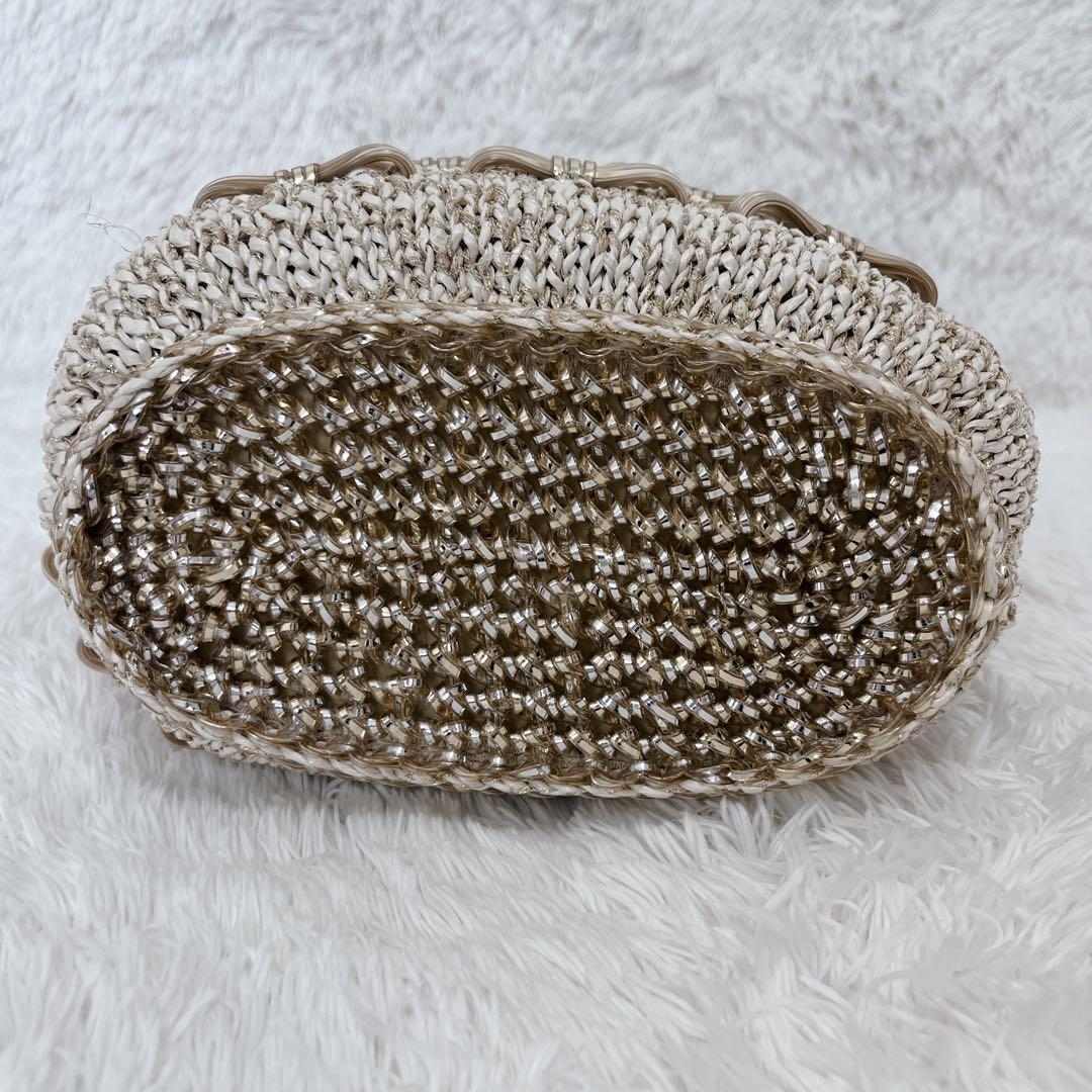 【美品】アンテプリマ ラフィアアマーノ ワイヤーバッグ リボン バイカラー