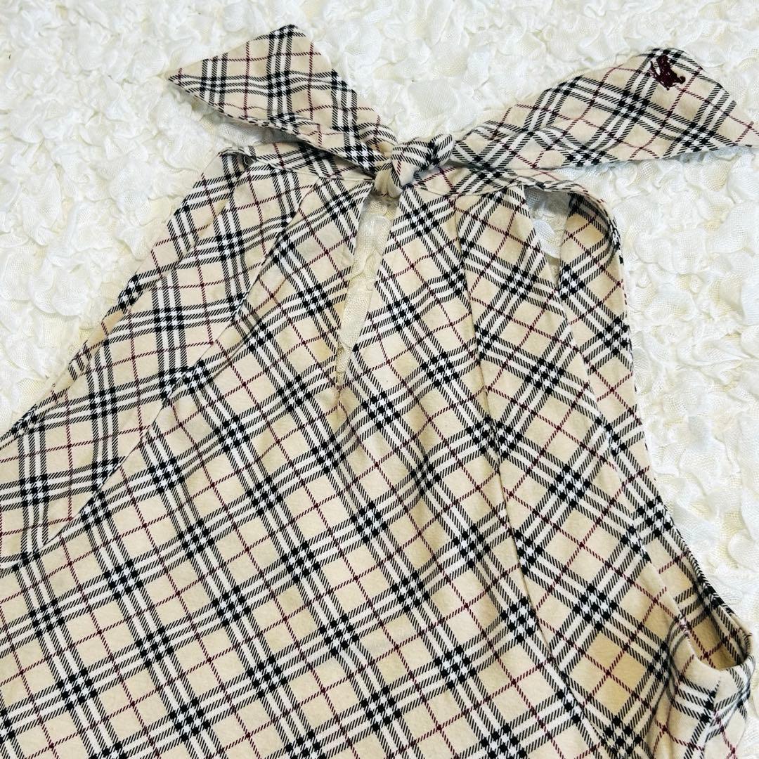 【バーバリーブルーレーベル】ノバチェック　ホルターネック　日本製　ベージュ