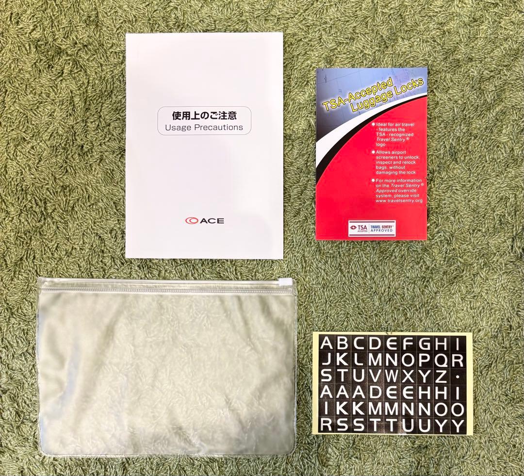 【美品＆匿名配送】エース　キャリーケース　カバー袋、説明書付き　機内持ち込み