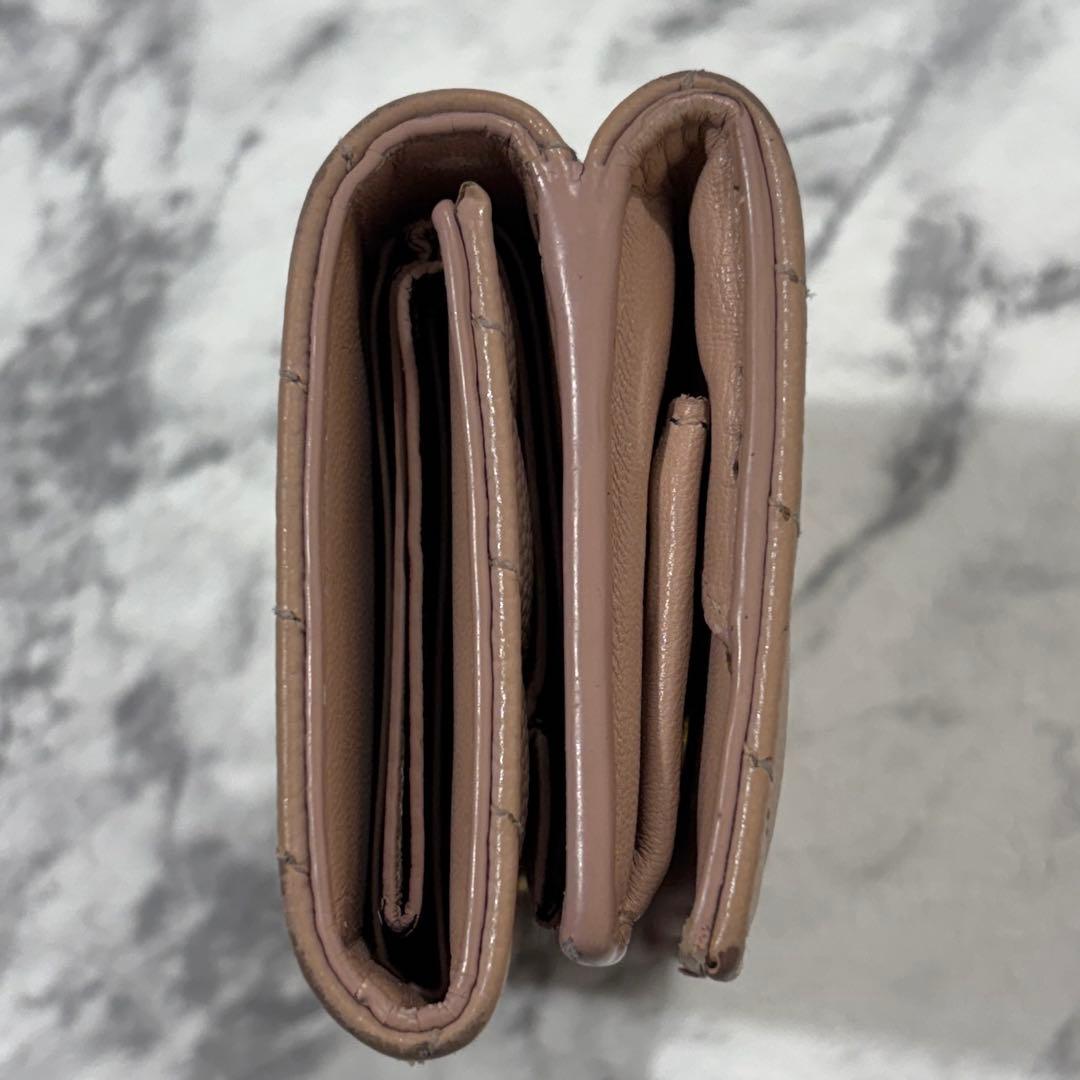 SAINT LAURENT 三つ折り財布 YSL キルティング レザー ピンク