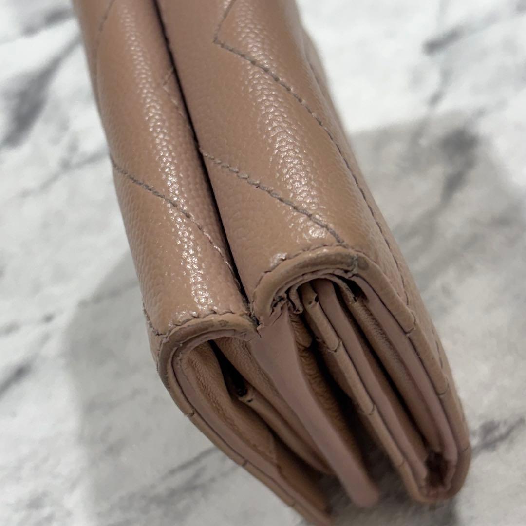 SAINT LAURENT 三つ折り財布 YSL キルティング レザー ピンク