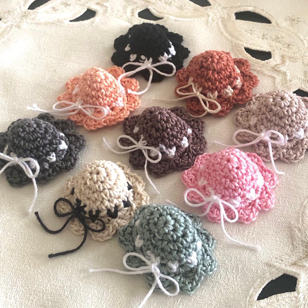 ハンドメイドパーツ★かぎ針編み♪ミニ麦わら帽子