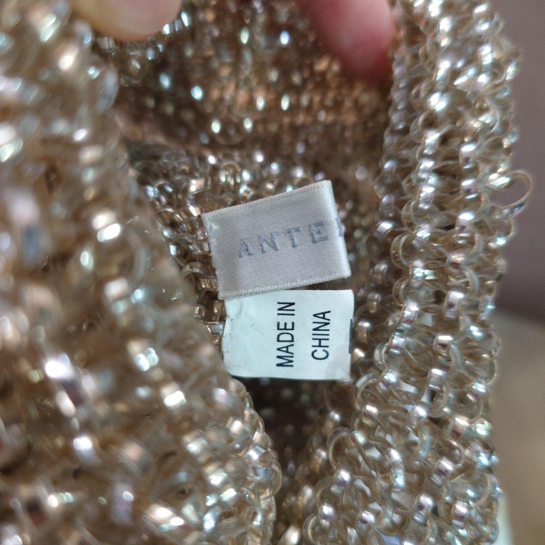 美品アンテプリマワイヤーバッグラウンド縦型シルバーゴールドショルダーチェーン付