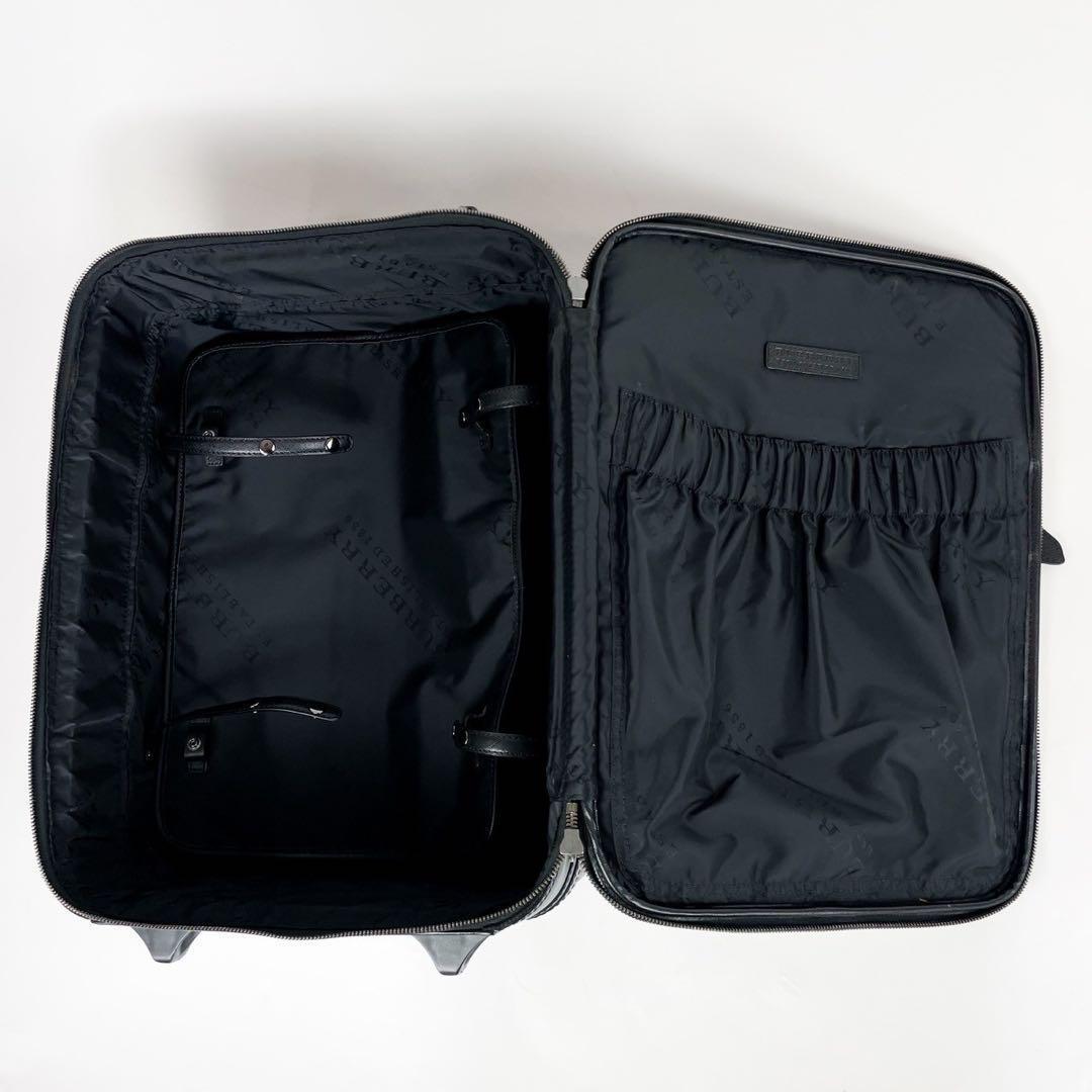 希少✨バーバリー キャリーケース サフィアーノレザー 鍵付き 機内持ち込み可 黒