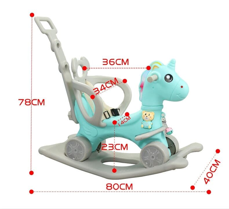 ベビーチェアで馬を揺らす