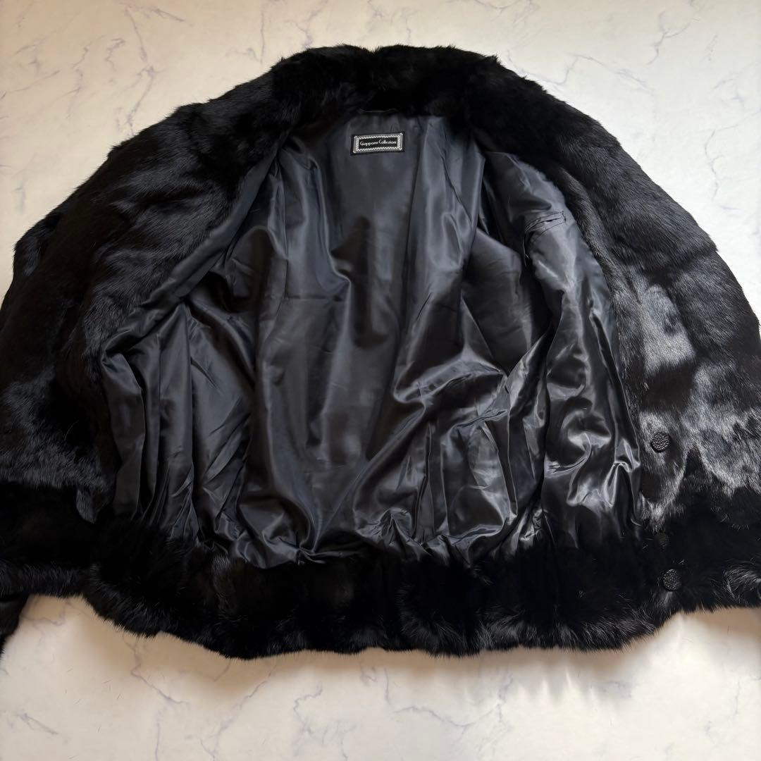 【本毛皮】希少なメンズ毛皮コート サイズ XLダブル 黒 リアルファー