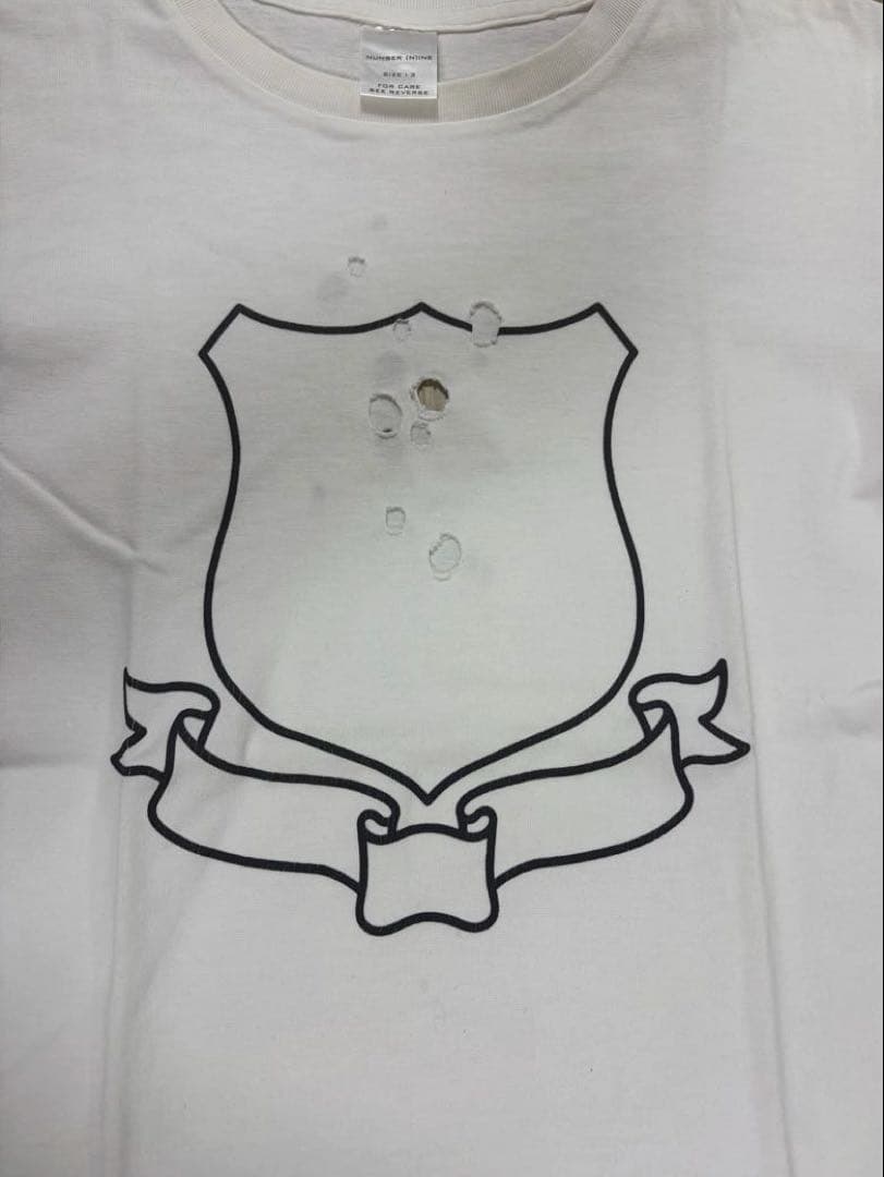 ナンバーナイン 名作 スタンダード期 エンブレムT 白 穴あき サイズ3