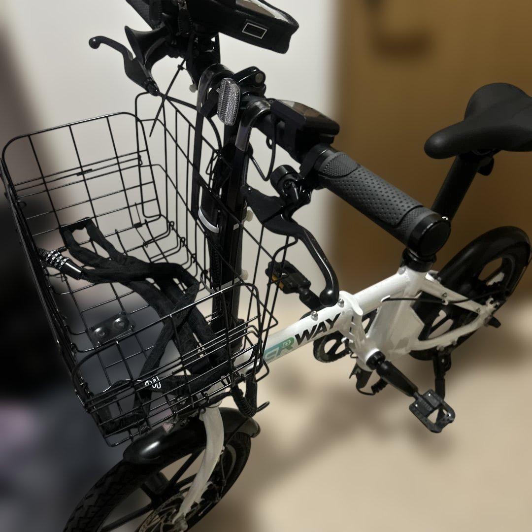 R*t様 CRWAY 折りたたみ自転車 ホワイト 前カゴ付き