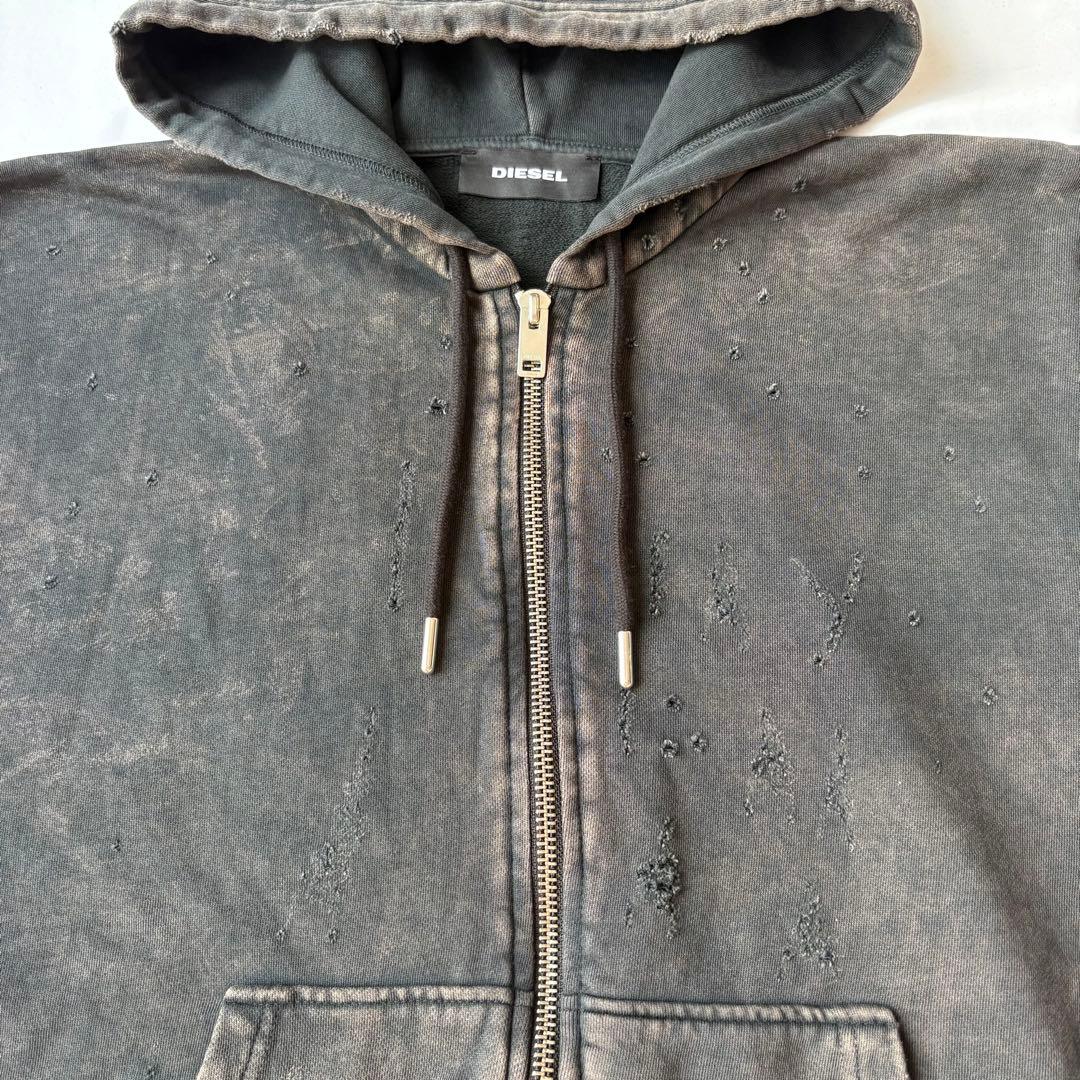 DIESEL Destroy Zip up Hoodie ダメージ パーカー L