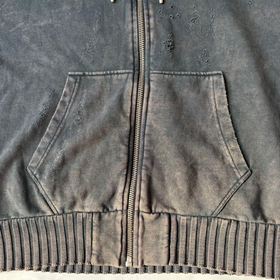 DIESEL Destroy Zip up Hoodie ダメージ パーカー L