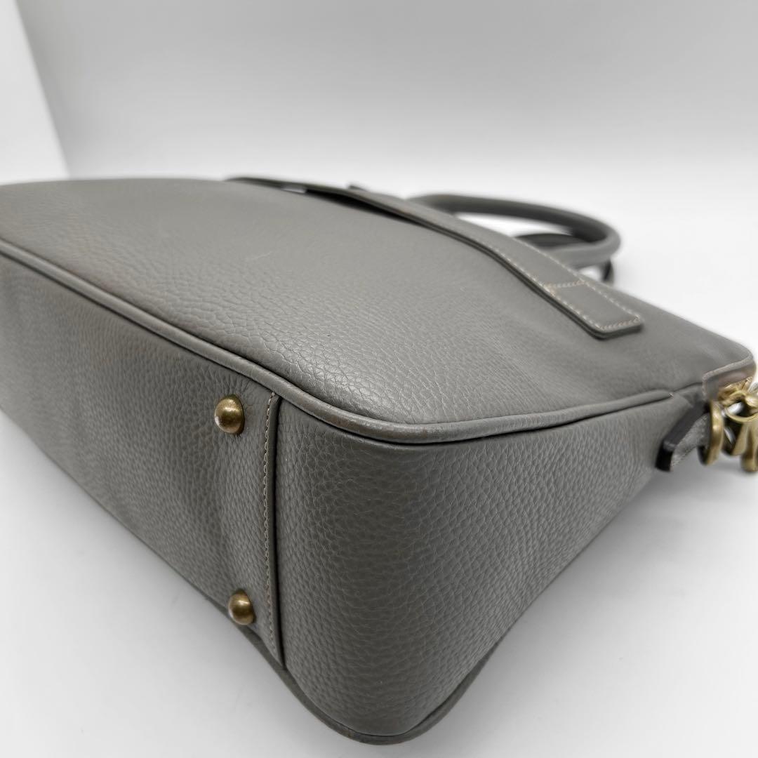 美品　トフアンドロードストーン　ビジネスバッグ　2way　グレー　レザー　A4◎