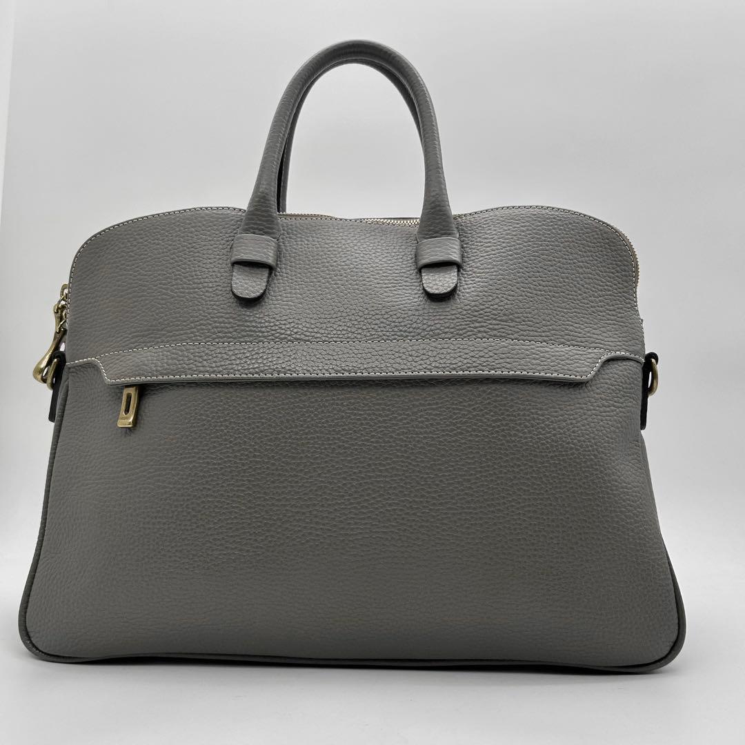 美品　トフアンドロードストーン　ビジネスバッグ　2way　グレー　レザー　A4◎