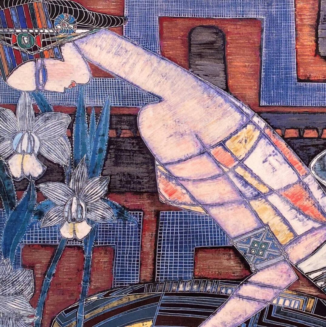 丁紹光、『石の庭』、希少な画集より、新品額装付、マット額装付き