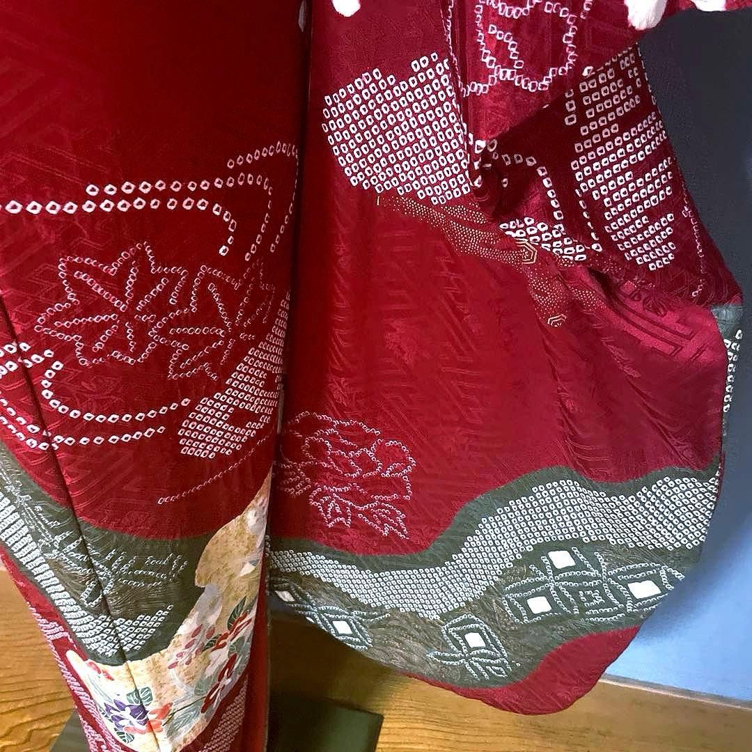 振袖フルセット　手絞り　手描き友禅　染分け　成人式振袖　振袖　良家のお嬢様