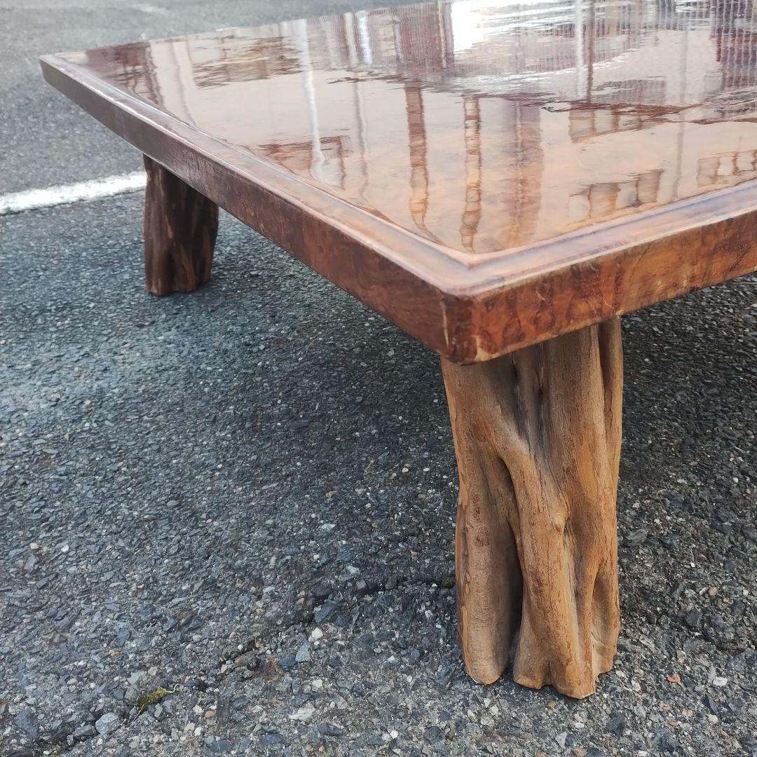 赤褐色 木製座卓 玉杢