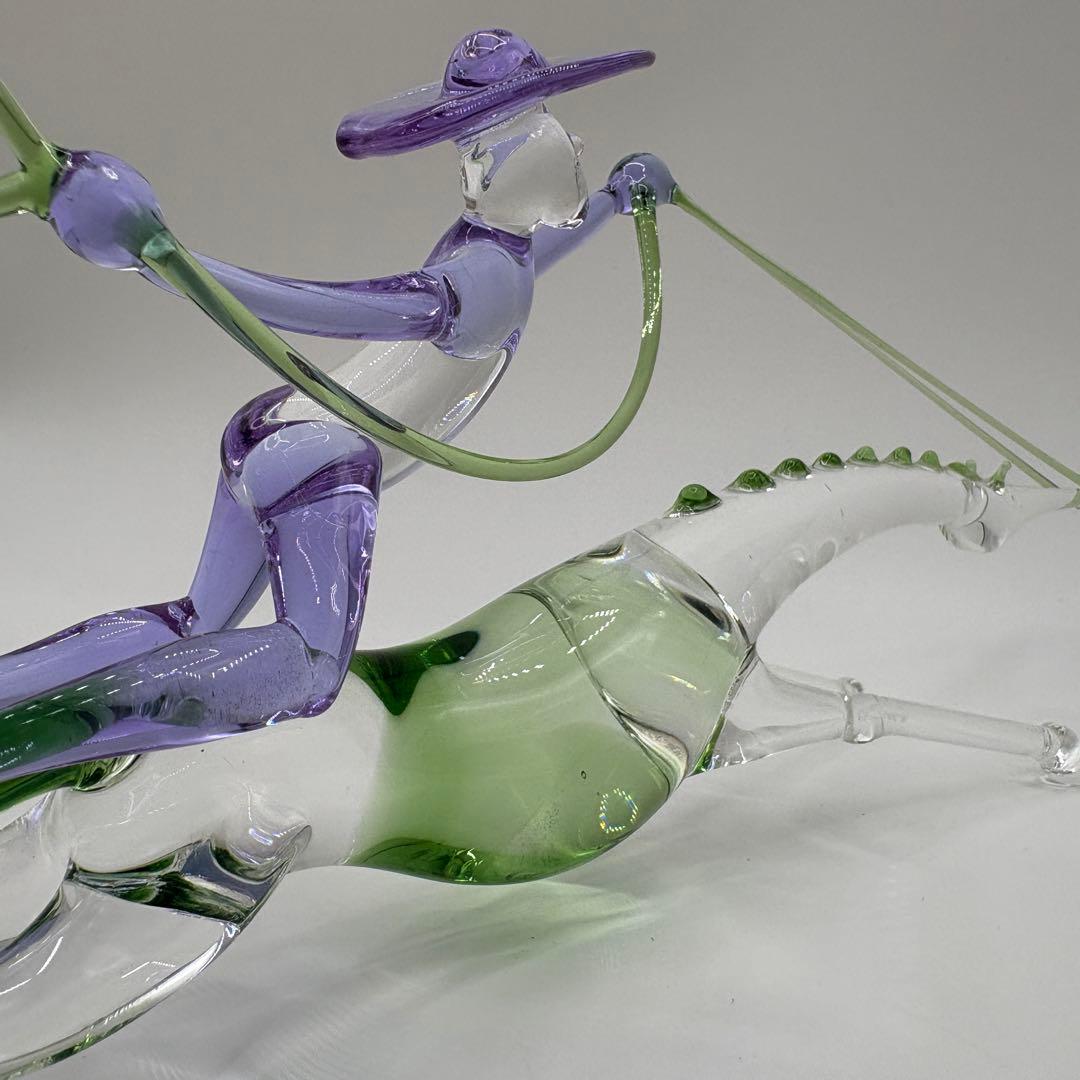 一点モノ ガラス工芸 馬 躍動感あふれるインテリア置物 カウボーイ 馬 午年