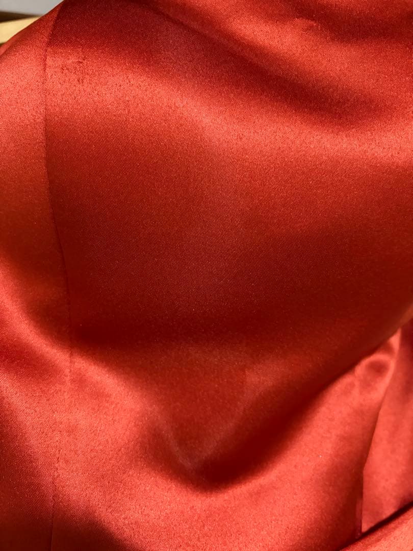 オレンジ サテン オフショルダードレス