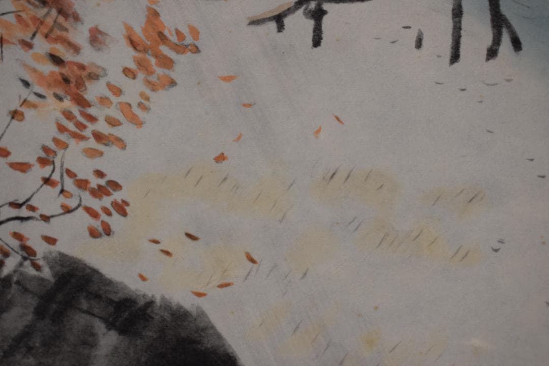 【複製】川合玉堂/時雨図/秋景山水図/工芸品/横物/掛軸☆宝船☆Y-631　JM